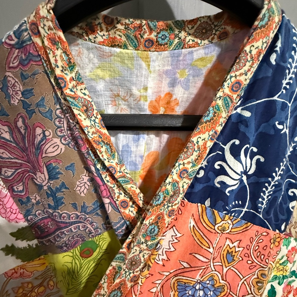 Repurposed Cotton Sari Robe - Picture 9 of 12
